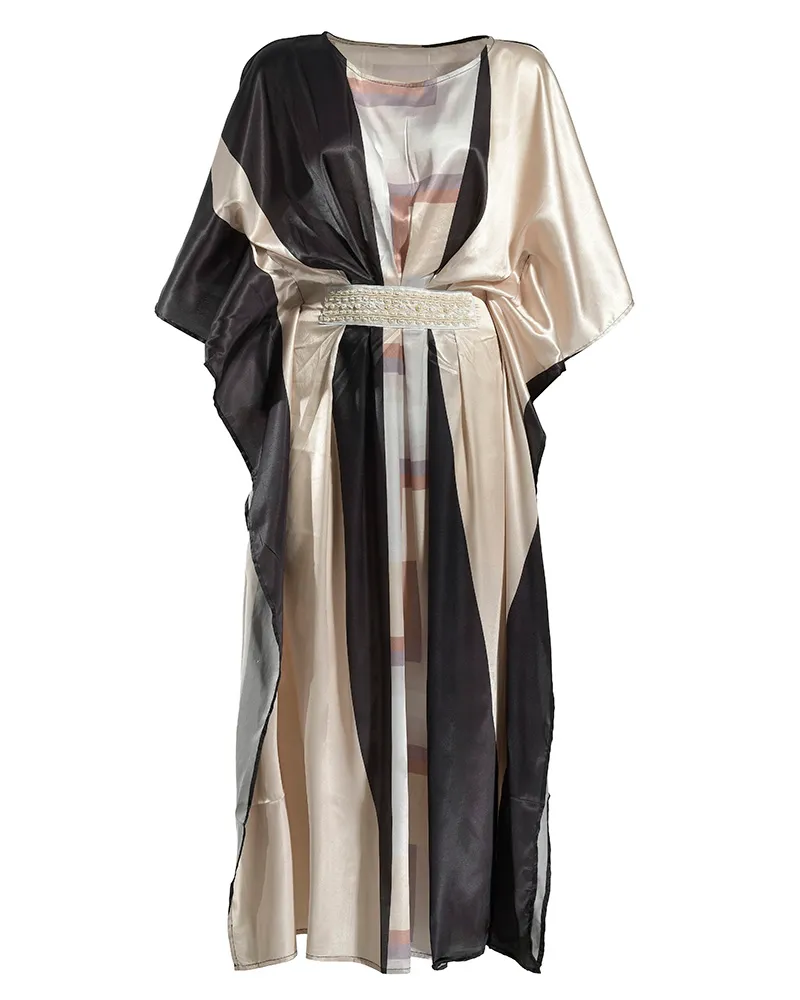 ΦΟΡΕΜΑ/ΚΑΦΤΑΝΙ ΜΑΚΡΥ ΜΠΕΖ/ΜΑΥΡΟ ONE SIZE (POLYSATIN)