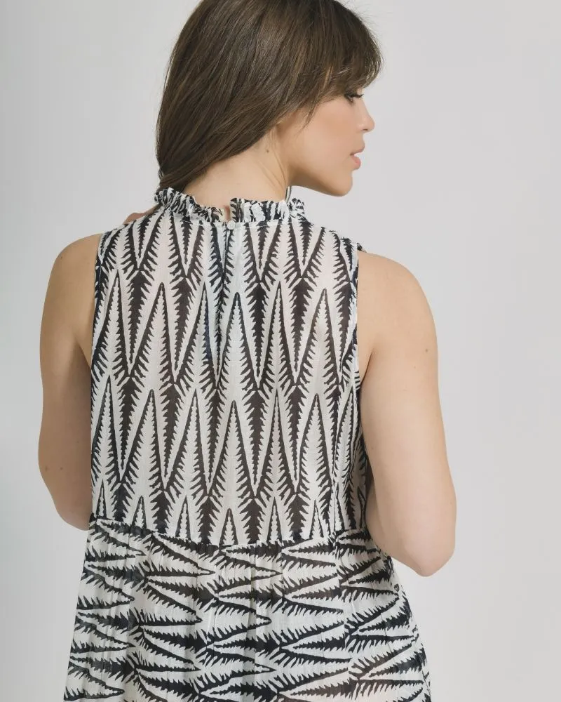 ΦΟΡΕΜΑ ΜΑΚΡΥ ΑΜΑΝΙΚΟ ΑΣΠΡΟ/ΜΑΥΡΟ ΜΕ ΜΟΥΣΤΑΡΔΙ ΛΕΠΤΟΜΕΡΕΙΕΣ ONE SIZE (100% COTTON).