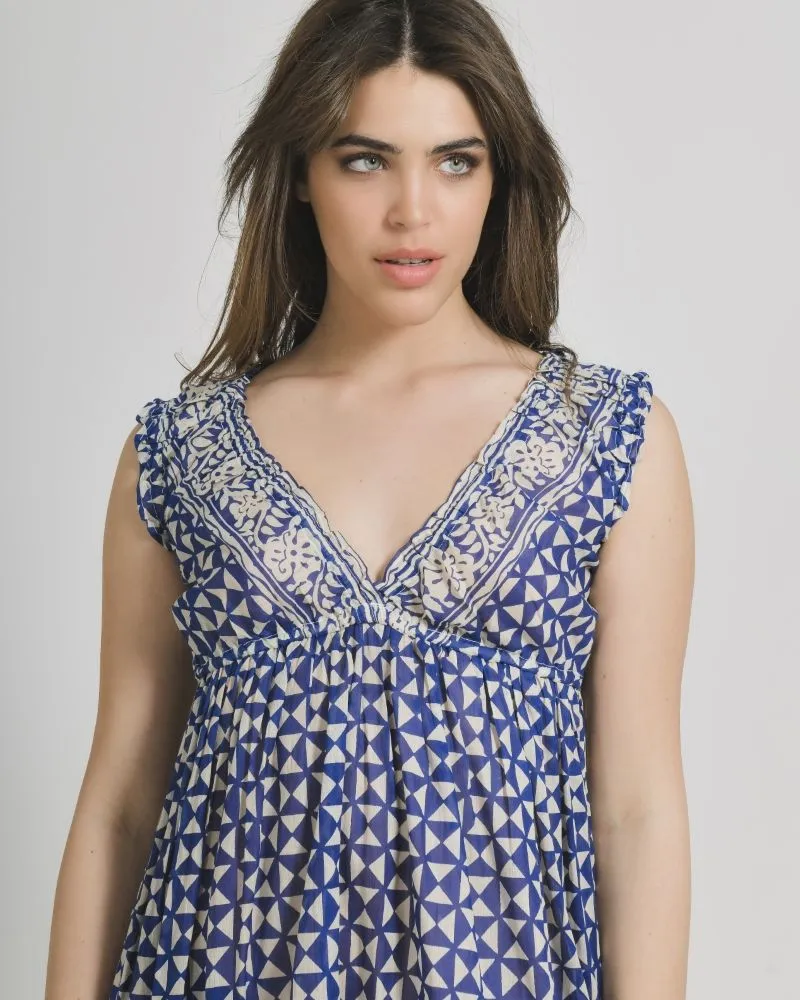 ΦΟΡΕΜΑ ΜΑΚΡΥ ΑΜΑΝΙΚΟ ΑΣΠΡΟ/ΜΠΛΕ ONE SIZE (100% COTTON).