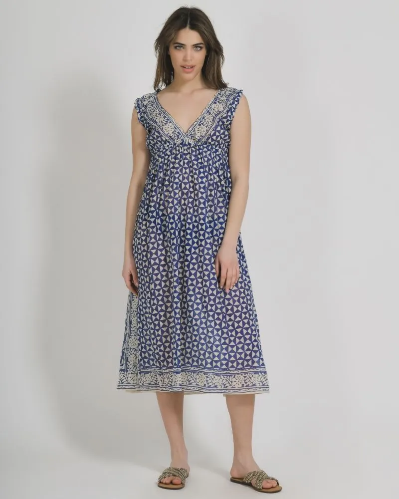 ΦΟΡΕΜΑ ΜΑΚΡΥ ΑΜΑΝΙΚΟ ΑΣΠΡΟ/ΜΠΛΕ ONE SIZE (100% COTTON).