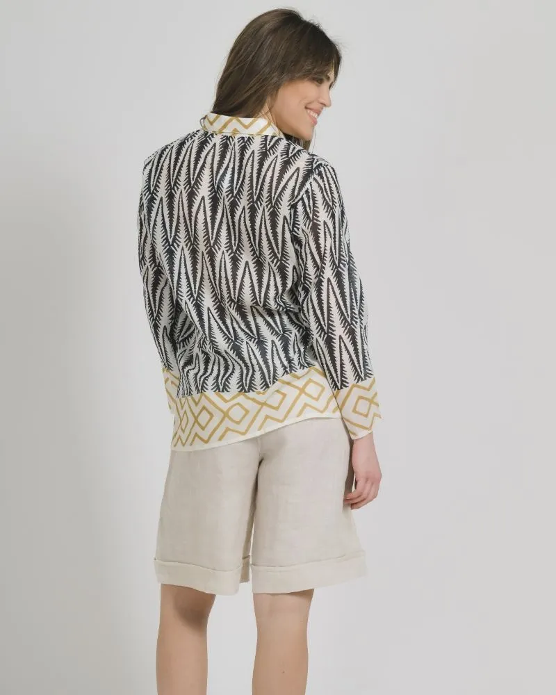 ΠΟΥΚΑΜΙΣΟ ΜΑΥΡΟ/ΛΕΥΚΟ ΜΕ ΜΟΥΣΤΑΡΔΙ ΛΕΠΤΟΜΕΡΕΙΕΣ ΠΛΙΣΕ ONE SIZE (100% COTTON)