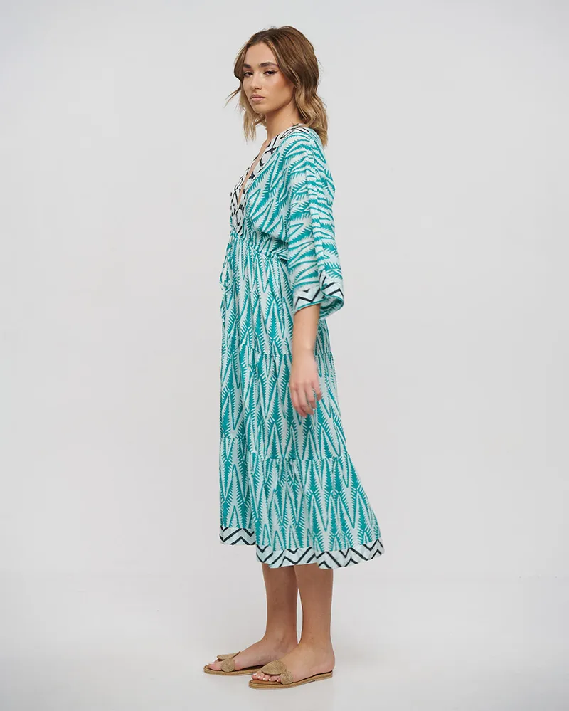 ΦΟΡΕΜΑ ΜΑΚΡΥ ΜΕ 3/4 ΜΑΝΙΚΙ ΠΡΑΣΙΝΟ/ΛΕΥΚΟ/ΜΑΥΡΟ ONE SIZE (100% COTTON)