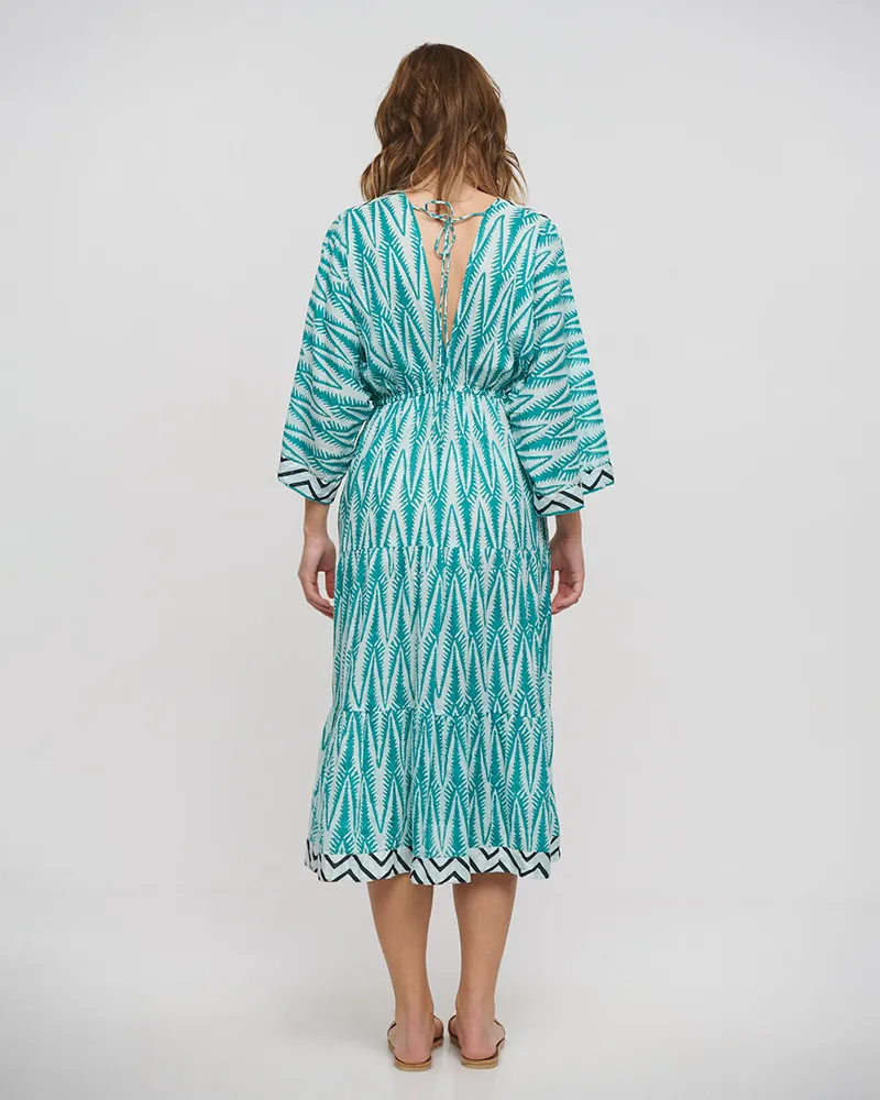 ΦΟΡΕΜΑ ΜΑΚΡΥ ΜΕ 3/4 ΜΑΝΙΚΙ ΠΡΑΣΙΝΟ/ΛΕΥΚΟ/ΜΑΥΡΟ ONE SIZE (100% COTTON)