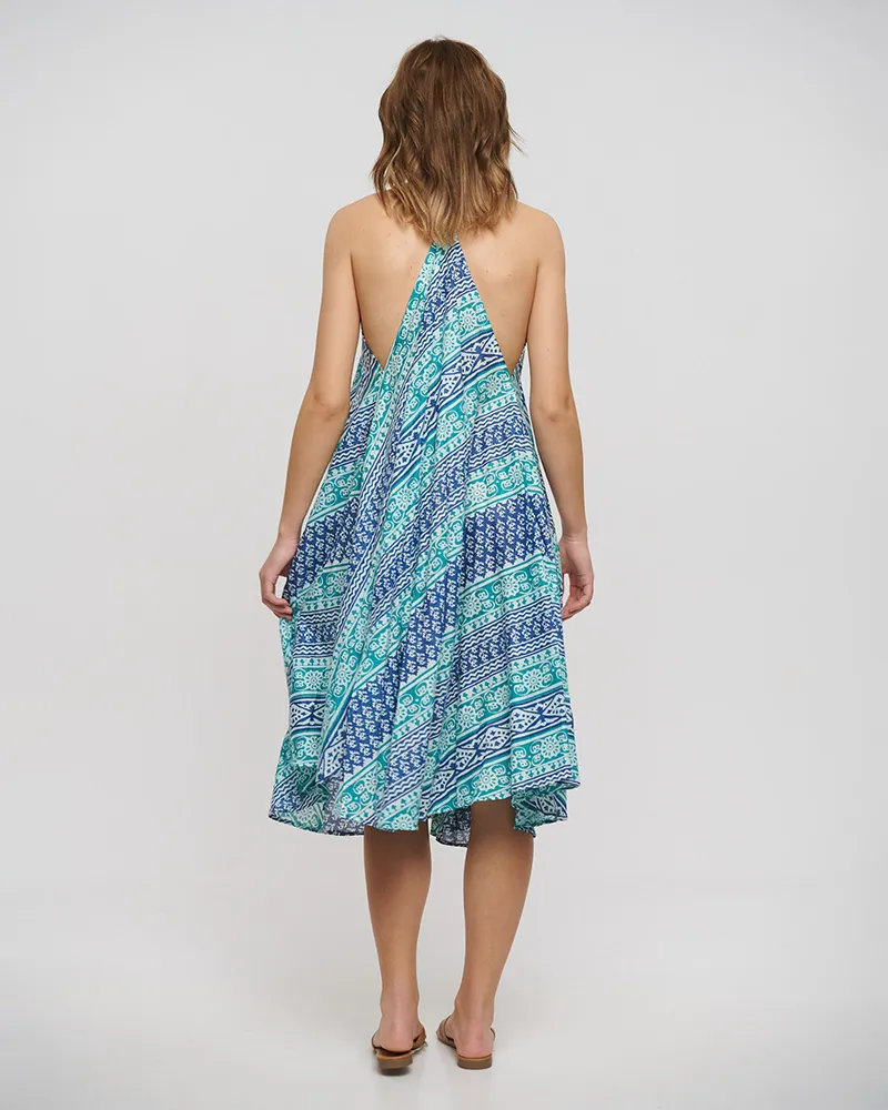 ΦΟΡΕΜΑ ΜΑΚΡΥ ΑΜΑΝΙΚΟ ΜΠΛΕ/ΠΡΑΣΙΝΟ ONE SIZE (100% COTTON)