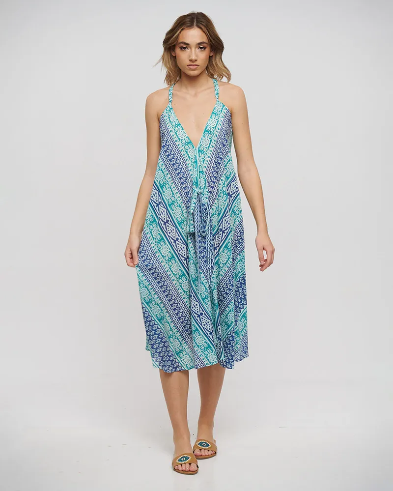 ΦΟΡΕΜΑ ΜΑΚΡΥ ΑΜΑΝΙΚΟ ΜΠΛΕ/ΠΡΑΣΙΝΟ ONE SIZE (100% COTTON)