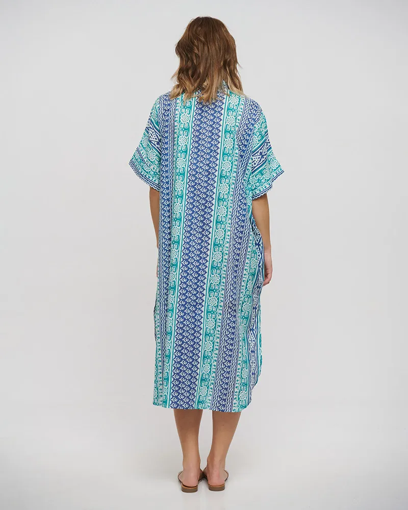 ΠΟΥΚΑΜΙΣΑ ΜΑΚΡΙΑ ΜΕ ΚΟΝΤΟ ΜΑΝΙΚΙ ΜΠΛΕ/ΠΡΑΣΙΝΟ ONE SIZE (100% COTTON)