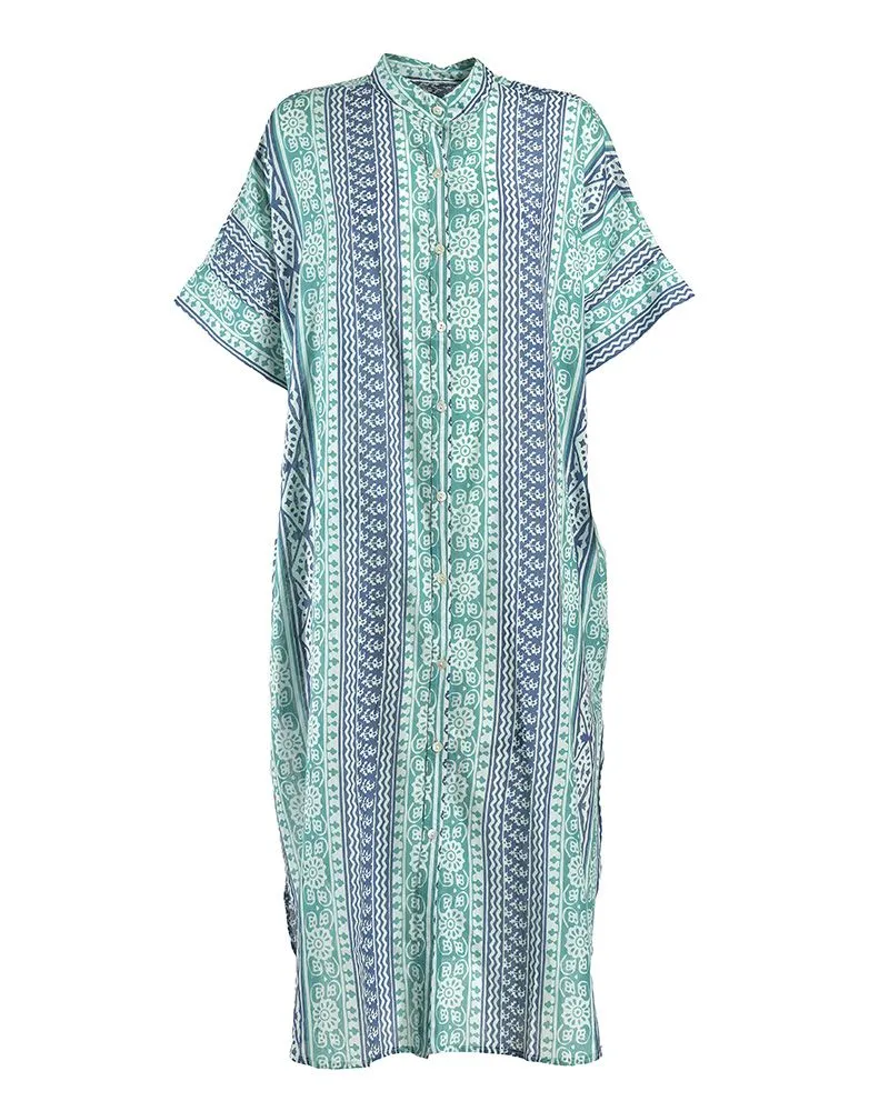 ΠΟΥΚΑΜΙΣΑ ΜΑΚΡΙΑ ΜΕ ΚΟΝΤΟ ΜΑΝΙΚΙ ΜΠΛΕ/ΠΡΑΣΙΝΟ ONE SIZE (100% COTTON)