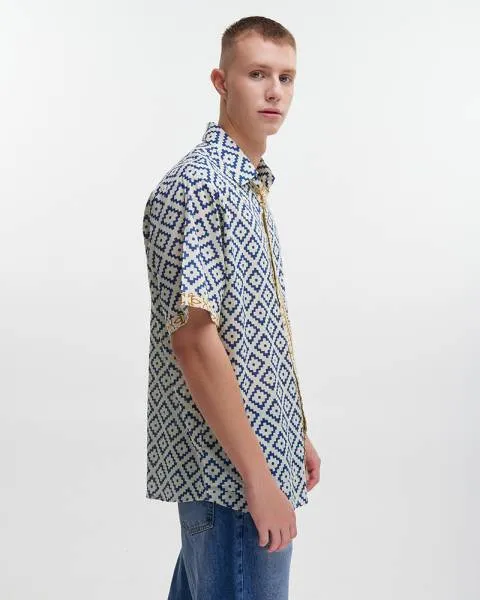 ΠΟΥΚΑΜΙΣΟ ΚΟΝΤΟΜΑΝΙΚΟ ΜΠΛΕ/ΛΕΥΚΟ ΜΕ ΜΟΥΣΤΑΡΔΙ ΛΕΠΤΟΜΕΡΕΙΕΣ S/M (100% COTTON)