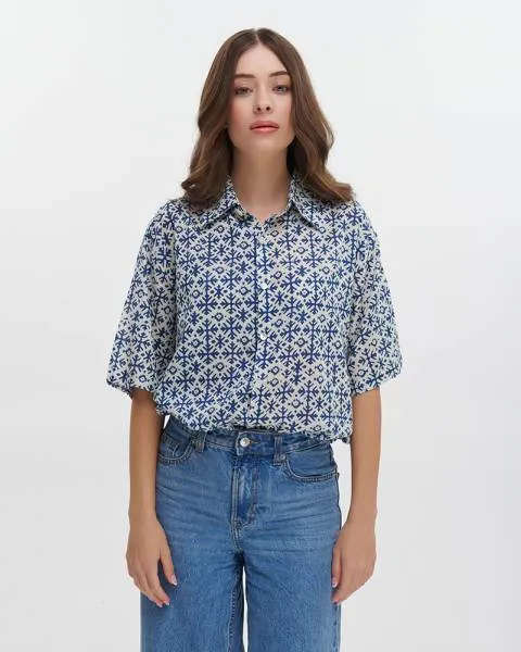 ΠΟΥΚΑΜΙΣΟ ΚΟΝΤΟΜΑΝΙΚΟ ΜΠΛΕ/ΛΕΥΚΟ M/L (100% COTTON)