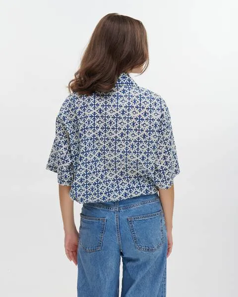 ΠΟΥΚΑΜΙΣΟ ΚΟΝΤΟΜΑΝΙΚΟ ΜΠΛΕ/ΛΕΥΚΟ M/L (100% COTTON)