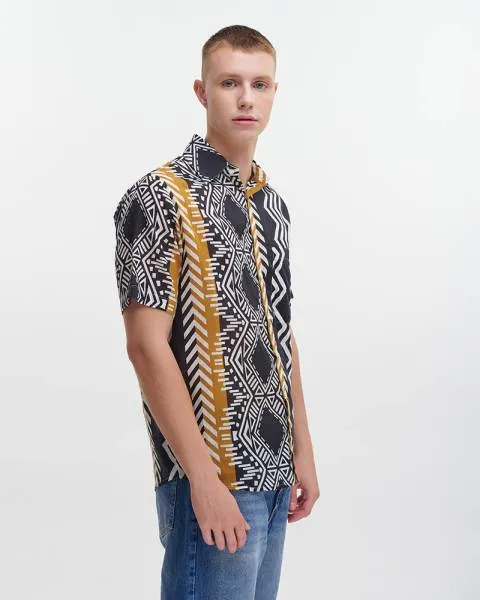 ΠΟΥΚΑΜΙΣΟ ΚΟΝΤΟΜΑΝΙΚΟ ΜΑΥΡΟ/ΜΠΕΖ ΜΕ ΜΟΥΣΤΑΡΔΙ ΛΕΠΤΟΜΕΡΕΙΕΣ S/M (100% COTTON)