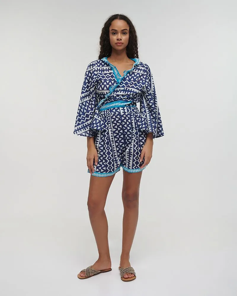 ΤΟΠ ΚΟΝΤΟ ΔΕΤΟ ΜΠΛΕ/ΛΕΥΚΟ/ΤΥΡΚΟΥΑΖ ΜΕ ΣΧΕΔΙΑ ONE SIZE (100% COTTON)