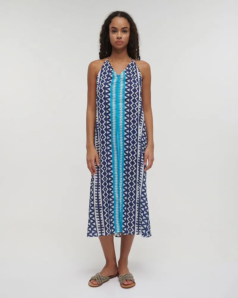 ΦΟΡΕΜΑ ΜΑΚΡΥ ΕΞΩΠΛΑΤΟ ΜΠΛΕ/ΛΕΥΚΟ/ΤΥΡΚΟΥΑΖ ΜΕ ΣΧΕΔΙΑ ONE SIZE (100% COTTON) ΦΟΡΕΜΑ ΜΑΚΡΥ ΕΞΩΠΛΑΤΟ ΜΠΛΕ/ΛΕΥΚΟ/ΤΥΡΚΟΥΑΖ ΜΕ ΣΧΕΔΙΑ ONE SIZE (100% COTTON)