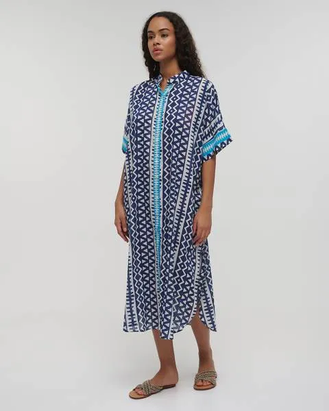 ΠΟΥΚΑΜΙΣΑ ΜΑΚΡΙΑ ΜΠΛΕ/ΛΕΥΚΟ/ΤΥΡΚΟΥΑΖ ΜΕ ΣΧΕΔΙΑ ONE SIZE (100% COTTON)