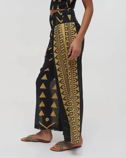 ΠΑΝΤΕΛΟΝΑ ΜΑΥΡΟ/ΜΟΥΣΤΑΡΔΙ ΜΕ ΣΧΕΔΙΑ ONE SIZE (100% COTTON)