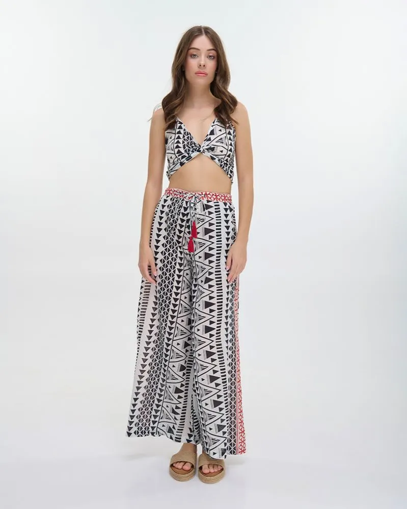 ΤΟΠ ΚΟΝΤΟ ΑΜΑΝΙΚΟ ΑΣΠΡΟΜΑΥΡΟ ΜΕ ΣΧΕΔΙΑ ONE SIZE (100% COTTON)