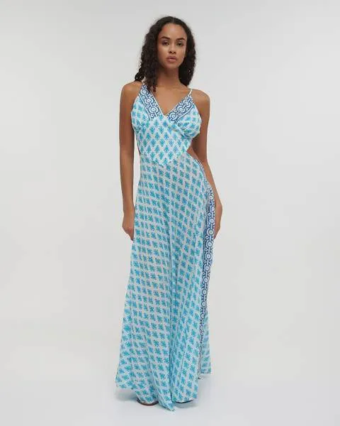 ΦΟΡΕΜΑ ΜΑΚΡΥ ΑΜΑΝΙΚΟ ΜΕ ΑΝΟΙΓΜΑ ΣΤΗ ΠΛΑΤΗ ΤΥΡΚΟΥΑΖ/ΕΚΡΟΥ ΜΕ ΣΧΕΔΙΑ ONE SIZE (100% COTTON)