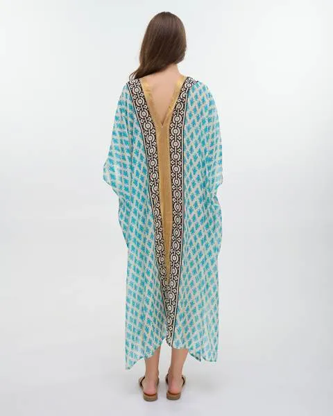 ΚΑΦΤΑΝΙ ΜΑΚΡΥ ΤΥΡΚΟΥΑΖ/ΕΚΡΟΥ ΜΕ ΣΧΕΔΙΑ ONE SIZE (100% COTTON)