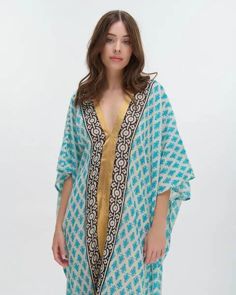 ΚΑΦΤΑΝΙ ΜΑΚΡΥ ΤΥΡΚΟΥΑΖ/ΕΚΡΟΥ ΜΕ ΣΧΕΔΙΑ ONE SIZE (100% COTTON)