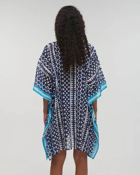 ΚΑΦΤΑΝΙ ΜΠΛΕ/ΛΕΥΚΟ/ΤΥΡΚΟΥΑΖ ΜΕ ΣΧΕΔΙΑ ONE SIZE (100% COTTON)