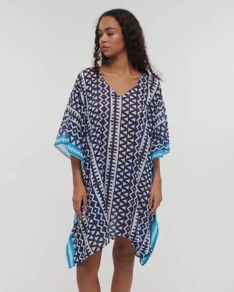 ΚΑΦΤΑΝΙ ΜΠΛΕ/ΛΕΥΚΟ/ΤΥΡΚΟΥΑΖ ΜΕ ΣΧΕΔΙΑ ONE SIZE (100% COTTON)