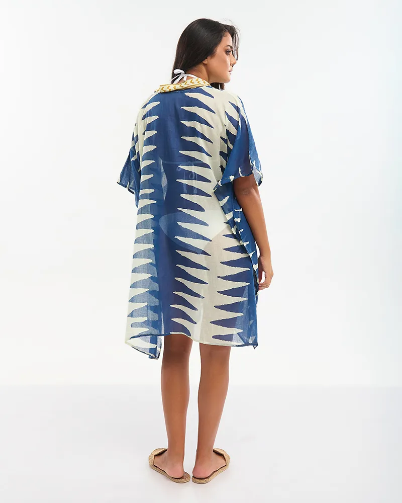 ΚΑΦΤΑΝΙ ΚΟΝΤΟ ΜΠΕΖ/ΜΠΛΕ ΜΕ ΧΡΥΣΑ ΛΕΠΤΟΜΕΡΕΙΕΣ ONE SIZE (100% COTTON)