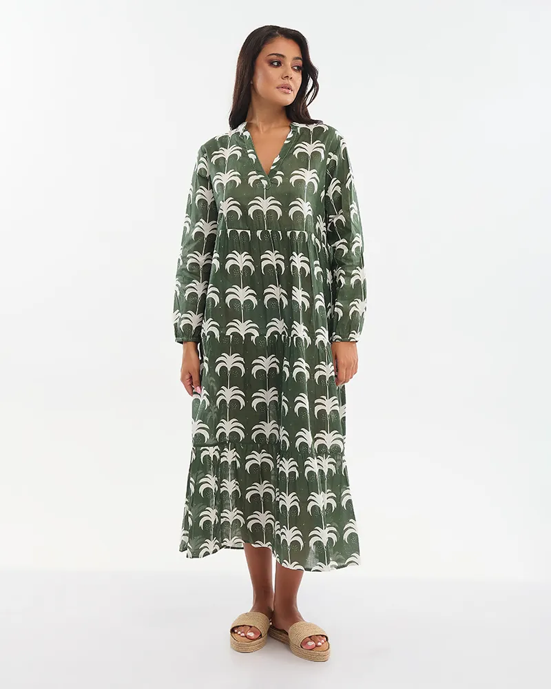 ΦΟΡΕΜΑ ΜΑΚΡΥ ΣΚΟΥΡΟ ΠΡΑΣΙΝΟ ΜΕ ΦΟΙΝΙΚΕΣ ONE SIZE (100% COTTON) ΦΟΡΕΜΑ ΜΑΚΡΥ ΣΚΟΥΡΟ ΠΡΑΣΙΝΟ ΜΕ ΦΟΙΝΙΚΕΣ ONE SIZE (100% COTTON)