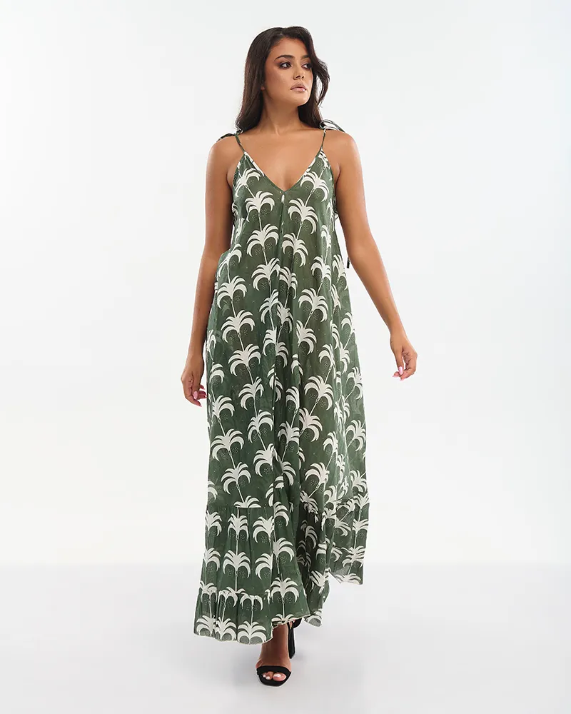 ΦΟΡΕΜΑ ΜΑΚΡΥ ΜΕ ΤΙΡΑΝΤΕΣ ΣΕ ΣΚΟΥΡΟ ΠΡΑΣΙΝΟ ΧΡΩΜΑ ΜΕ ΦΟΙΝΙΚΕΣ ONE SIZE (100% COTTON) ΦΟΡΕΜΑ ΜΑΚΡΥ ΜΕ ΤΙΡΑΝΤΕΣ ΣΕ ΣΚΟΥΡΟ ΠΡΑΣΙΝΟ ΧΡΩΜΑ ΜΕ ΦΟΙΝΙΚΕΣ ONE SIZE (100% COTTON)