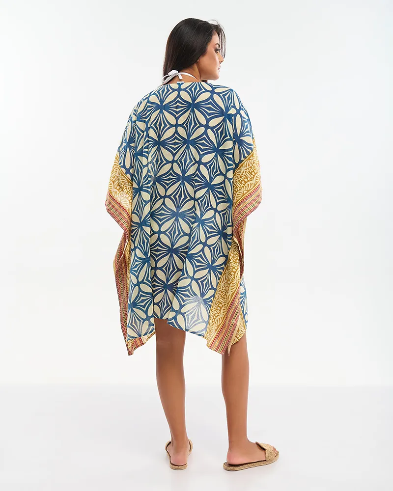 ΚΑΦΤΑΝΙ ΚΟΝΤΟ ΜΠΕΖ/ΜΠΛΕ/ΜΟΥΣΤΑΡΔΙ ΜΕ ΧΡΥΣΕΣ ΛΕΠΤΟΜΕΡΕΙΕΣ ONE SIZE (100% COTTON)