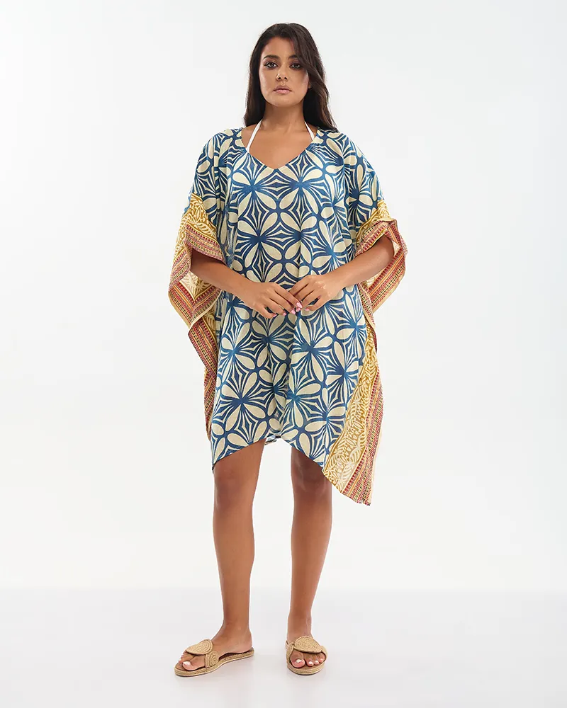 ΚΑΦΤΑΝΙ ΚΟΝΤΟ ΜΠΕΖ/ΜΠΛΕ/ΜΟΥΣΤΑΡΔΙ ΜΕ ΧΡΥΣΕΣ ΛΕΠΤΟΜΕΡΕΙΕΣ ONE SIZE (100% COTTON)