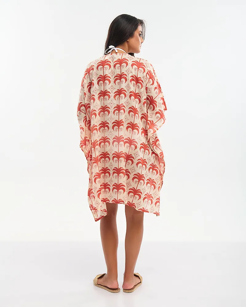 ΚΑΦΤΑΝΙ ΚΟΝΤΟ ΣΕ ΚΟΚΚΙΝΟ ΧΡΩΜΑ ΜΕ ΦΟΙΝΙΚΕΣ ONE SIZE (100% COTTON)