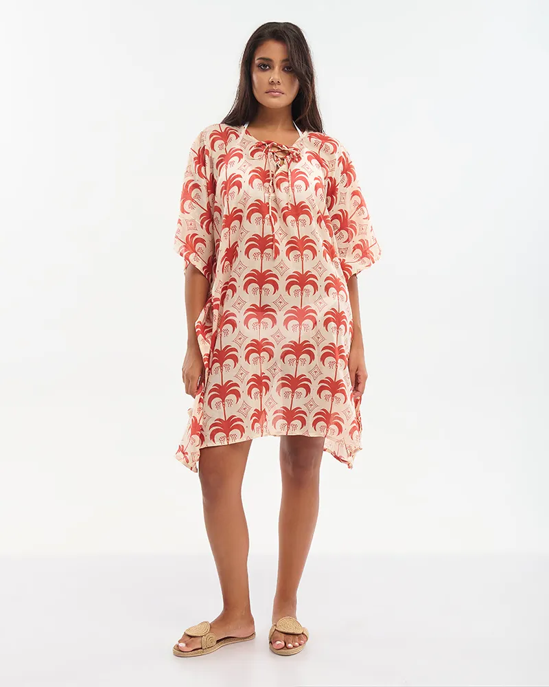 ΚΑΦΤΑΝΙ ΚΟΝΤΟ ΣΕ ΚΟΚΚΙΝΟ ΧΡΩΜΑ ΜΕ ΦΟΙΝΙΚΕΣ ONE SIZE (100% COTTON)