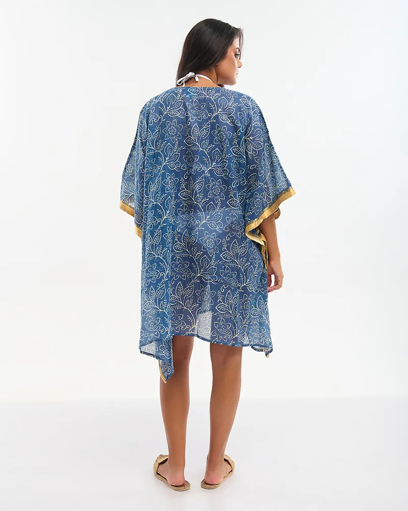 ΚΑΦΤΑΝΙ ΚΟΝΤΟ ΣΕ ΜΠΛΕ ΧΡΩΜΑ ΜΕ ΛΕΥΚΑ ΛΟΥΛΟΥΔΙΑ ONE SIZE (100% COTTON)