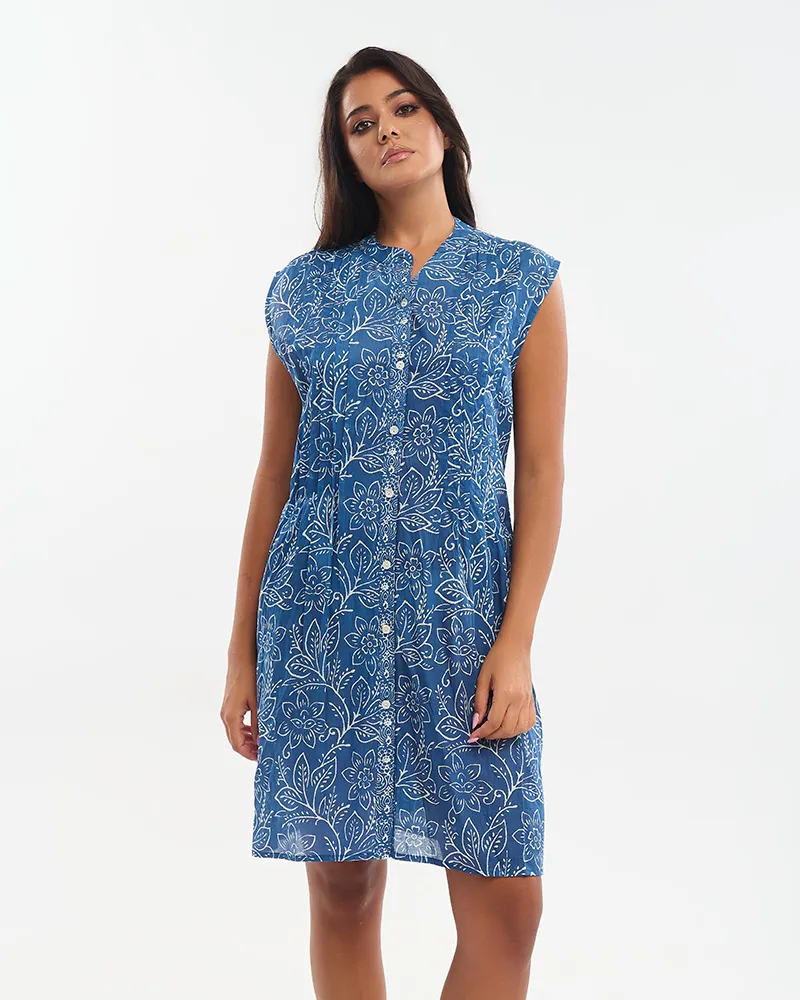 ΦΟΡΕΜΑ ΚΟΝΤΟ ΑΜΑΝΙΚΟ ΣΕ ΜΠΛΕ ΧΡΩΜΑ ΜΕ ΛΕΥΚΑ ΛΟΥΛΟΥΔΙΑ ONE SIZE (100% COTTON) ΦΟΡΕΜΑ ΚΟΝΤΟ ΑΜΑΝΙΚΟ ΣΕ ΜΠΛΕ ΧΡΩΜΑ ΜΕ ΛΕΥΚΑ ΛΟΥΛΟΥΔΙΑ ONE SIZE (100% COTTON)