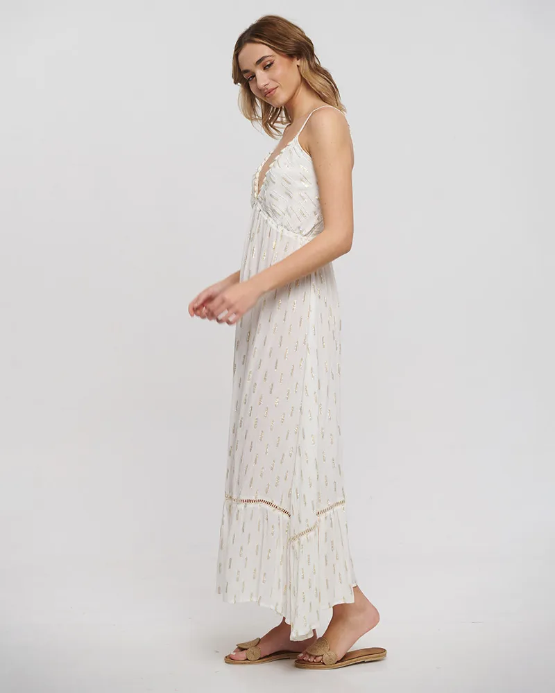 ΦΟΡΕΜΑ ΜΑΚΡΥ ΑΜΑΝΙΚΟ ΛΕΥΚΟ ΜΕ ΧΡΥΣΕΣ ΛΕΠΤΟΜΕΡΕΙΕΣ ONE SIZE (100% VISCOSE)
