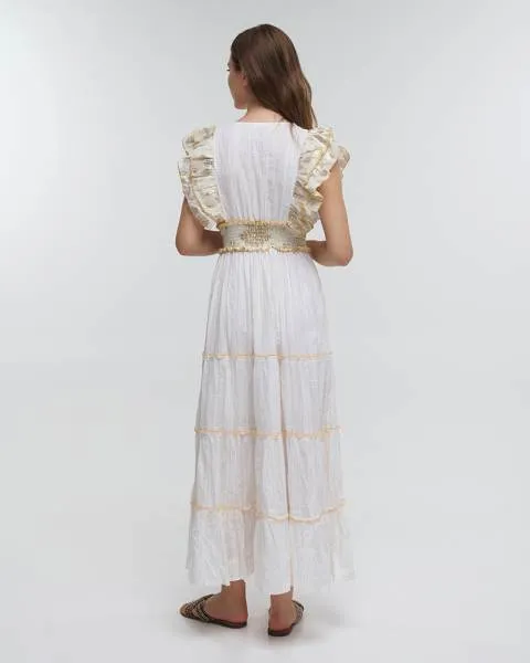 ΦΟΡΕΜΑ ΜΑΚΡΥ ΑΜΑΝΙΚΟ ΜΕ ΒΟΛΑΝ ΛΕΥΚΟ/ΧΡΥΣΟ ONE SIZE (100%COTTON)