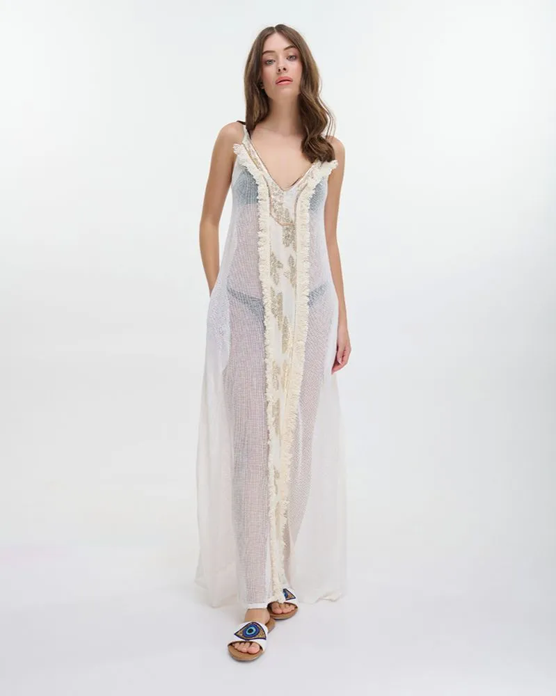 ΦΟΡΕΜΑ ΜΑΚΡΥ ΑΜΑΝΙΚΟ ΕΚΡΟΥ ΔΙΑΤΡΗΤΟ ONE SIZE (100%COTTON)