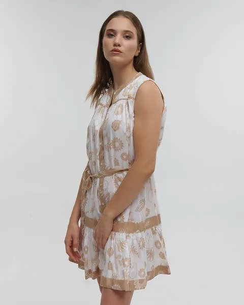 ΦΟΡΕΜΑ KONTO ΑΜΑΝΙΚΟ ΛΕΥΚΟ/ΚΑΦΕ ΚΑΙ ΖΩΝΗ ONE SIZE (100%VISCOSE)