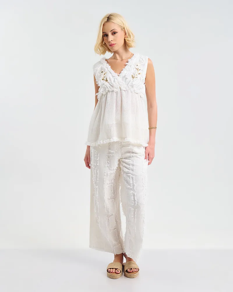 ΤΟΠ ΑΜΑΝΙΚΟ ΛΕΥΚΟ ΜΕ ΜΠΕΖ ΛΕΠΤΟΜΕΡΕΙΕΣ ONE SIZE (100% COTTON) ΤΟΠ ΑΜΑΝΙΚΟ ΛΕΥΚΟ ΜΕ ΜΠΕΖ ΛΕΠΤΟΜΕΡΕΙΕΣ ONE SIZE (100% COTTON)