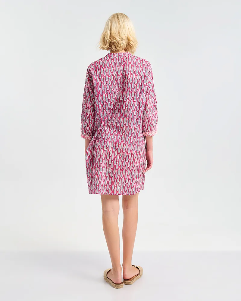 ΠΟΥΚΑΜΙΣΑ ΜΕ 3/4 ΜΑΝΙΚΙ ΡΟΖ ΜΕ ΨΑΡΙΑ ONE SIZE (100% COTTON)