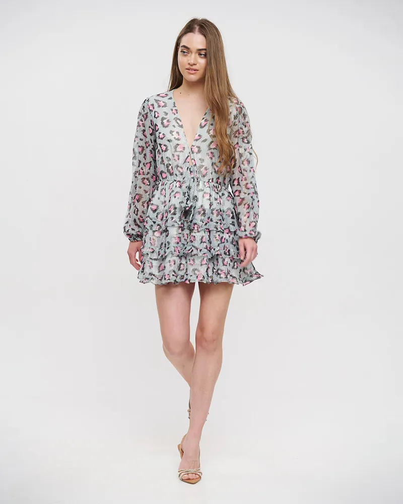 ΦΟΡΕΜΑ ΚΟΝΤΟ ΄΄ANIMAL PRINT” ΜΕ LUREX ONE SIZE (VISCOSE GEORGETTE)