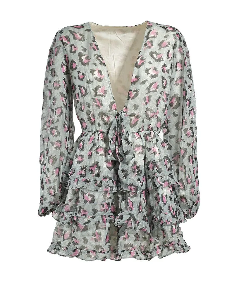 ΦΟΡΕΜΑ ΚΟΝΤΟ ΄΄ANIMAL PRINT'' ΜΕ LUREX ONE SIZE (VISCOSE GEORGETTE)