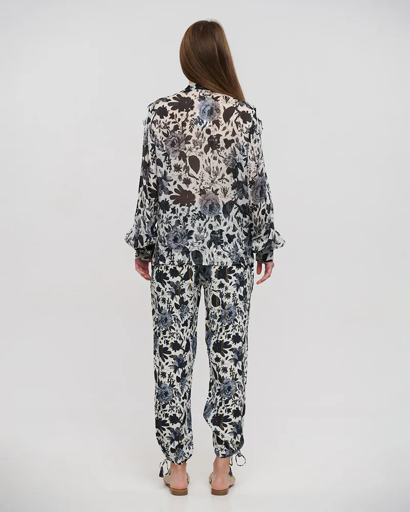 S/2 ΠΟΥΚΑΜΙΣΟ ΚΑΙ ΠΑΝΤΕΛΟΝΑ ΑΣΠΡΟΜΑΥΡΟ ΜΕ LUREX ONE SIZE (VISCOSE GEORGETTE)