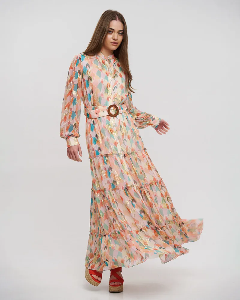 ΦΟΡΕΜΑ ΜΑΚΡΥ ΠΟΛΥΧΡΩΜΟ ΜΕ LUREX ONE SIZE (VISCOSE GEORGETTE)