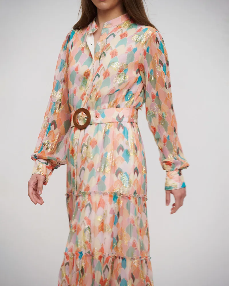 ΦΟΡΕΜΑ ΜΑΚΡΥ ΠΟΛΥΧΡΩΜΟ ΜΕ LUREX ONE SIZE (VISCOSE GEORGETTE)