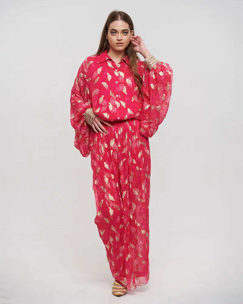 S/2 ΠΟΥΚΑΜΙΣΟ ΚΑΙ ΠΑΝΤΕΛΟΝΑ ΦΟΥΞ ΜΕ LUREX ONE SIZE (VISCOSE GEORGETTE)