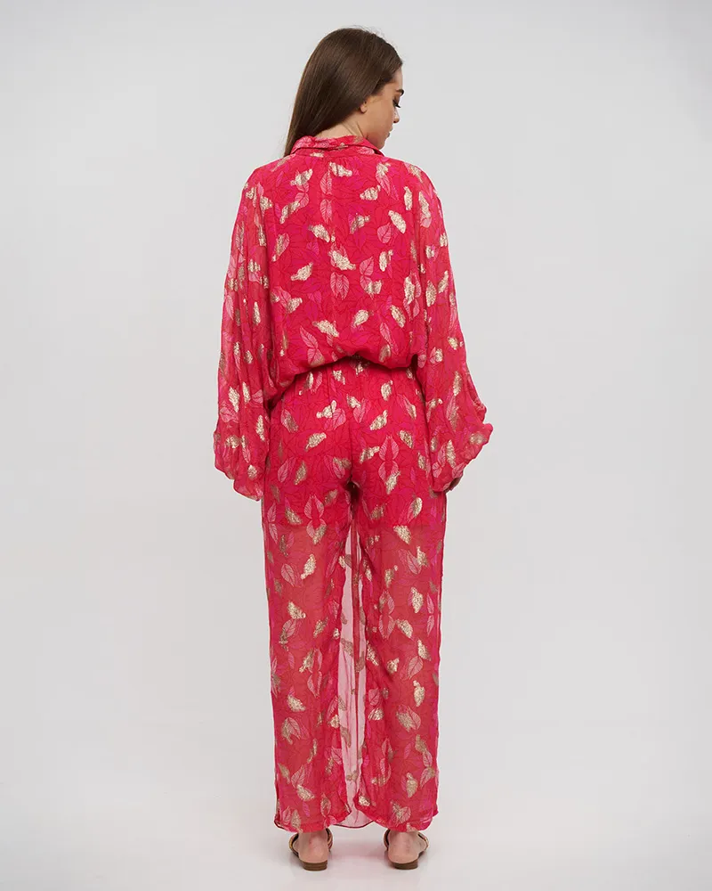 S/2 ΠΟΥΚΑΜΙΣΟ ΚΑΙ ΠΑΝΤΕΛΟΝΑ ΦΟΥΞ ΜΕ LUREX ONE SIZE (VISCOSE GEORGETTE)