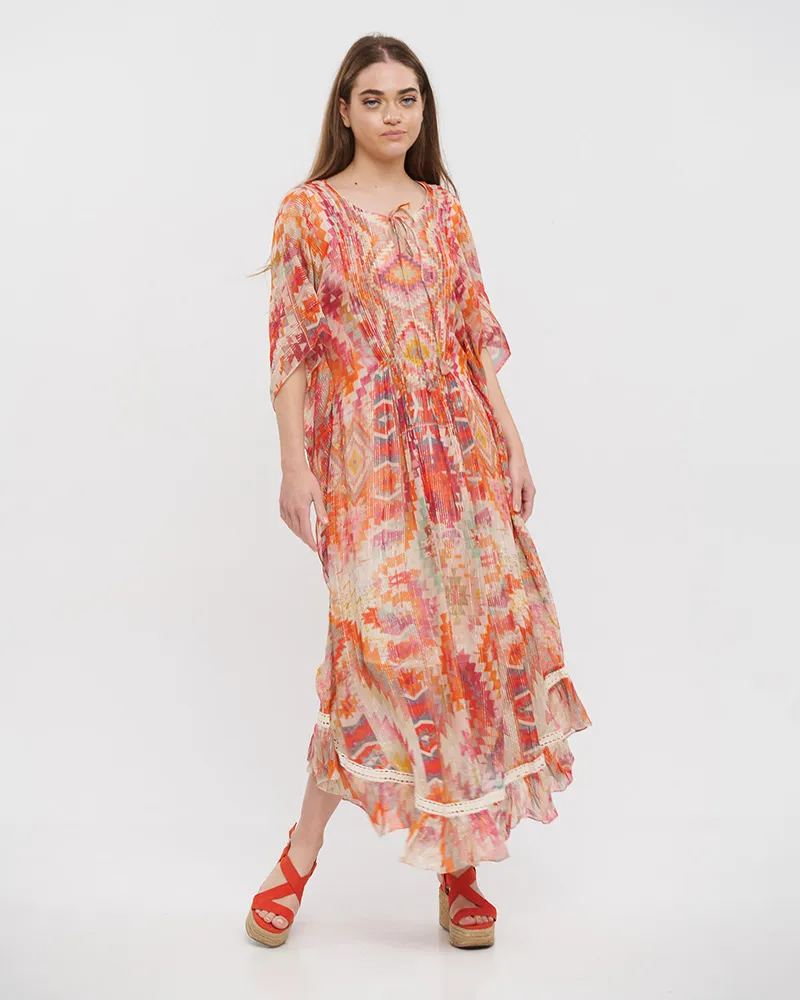 ΦΟΡΕΜΑ/ΚΑΦΤΑΝΙ ΚΟΚΚΙΝΟ/ΡΟΖ/ΛΕΥΚΟ ΜΕ ΣΧΕΔΙΑ ONE SIZE (100% VISCOSE)