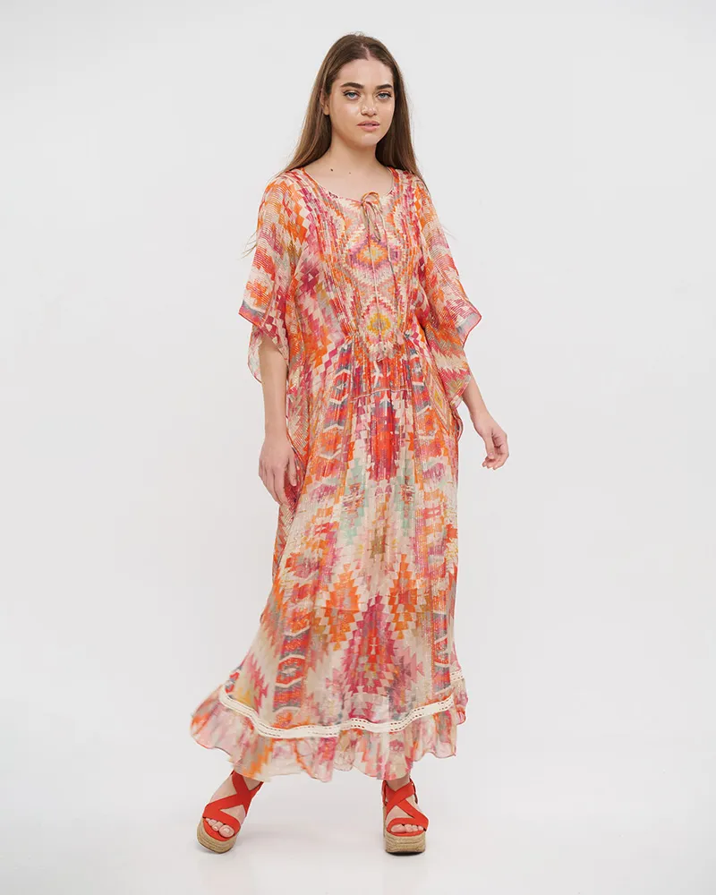 ΦΟΡΕΜΑ/ΚΑΦΤΑΝΙ ΚΟΚΚΙΝΟ/ΡΟΖ/ΛΕΥΚΟ ΜΕ ΣΧΕΔΙΑ ONE SIZE (100% VISCOSE)