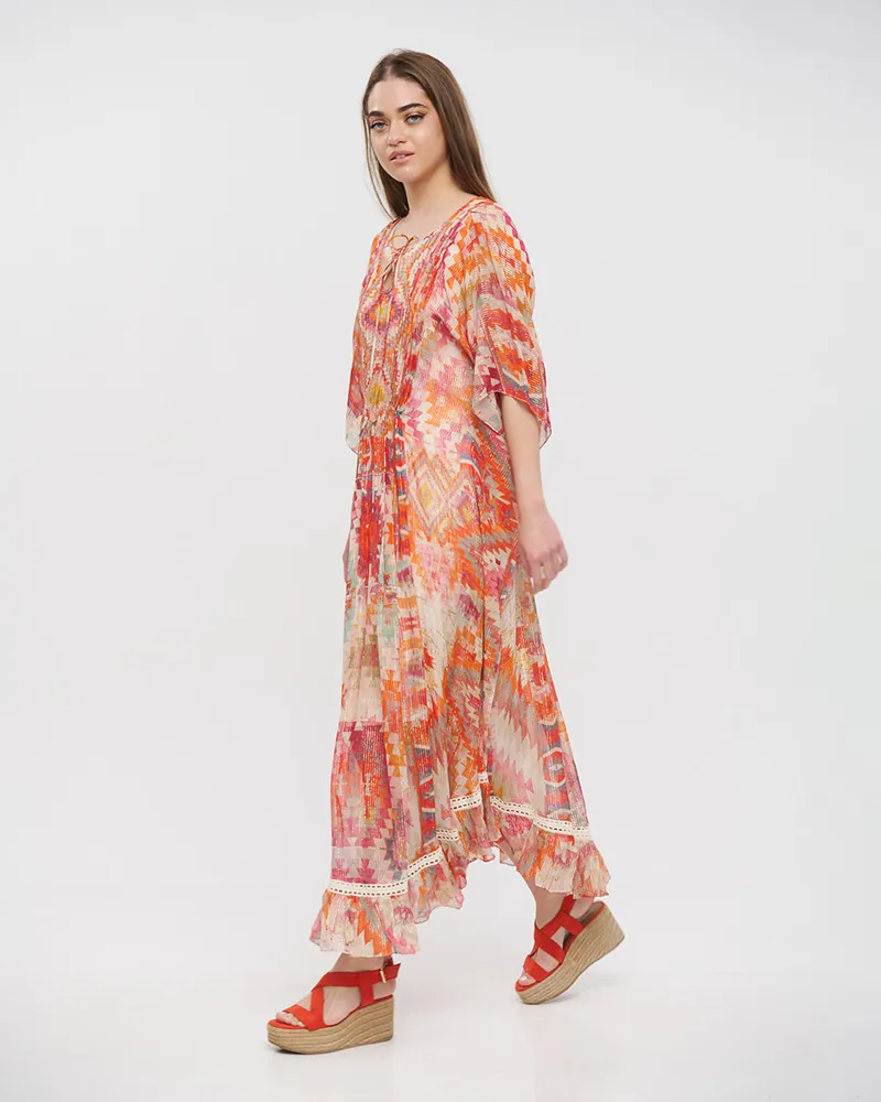 ΦΟΡΕΜΑ/ΚΑΦΤΑΝΙ ΚΟΚΚΙΝΟ/ΡΟΖ/ΛΕΥΚΟ ΜΕ ΣΧΕΔΙΑ ONE SIZE (100% VISCOSE)